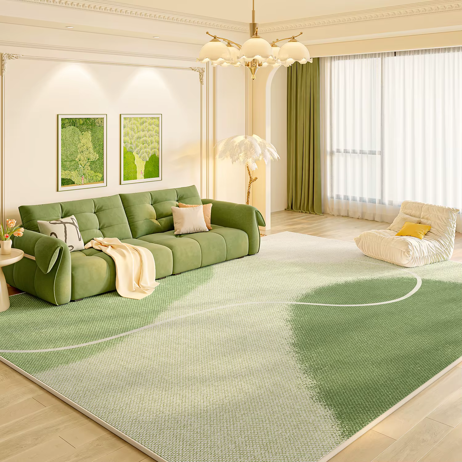 VIKAMA – tapis de salon minimaliste vert