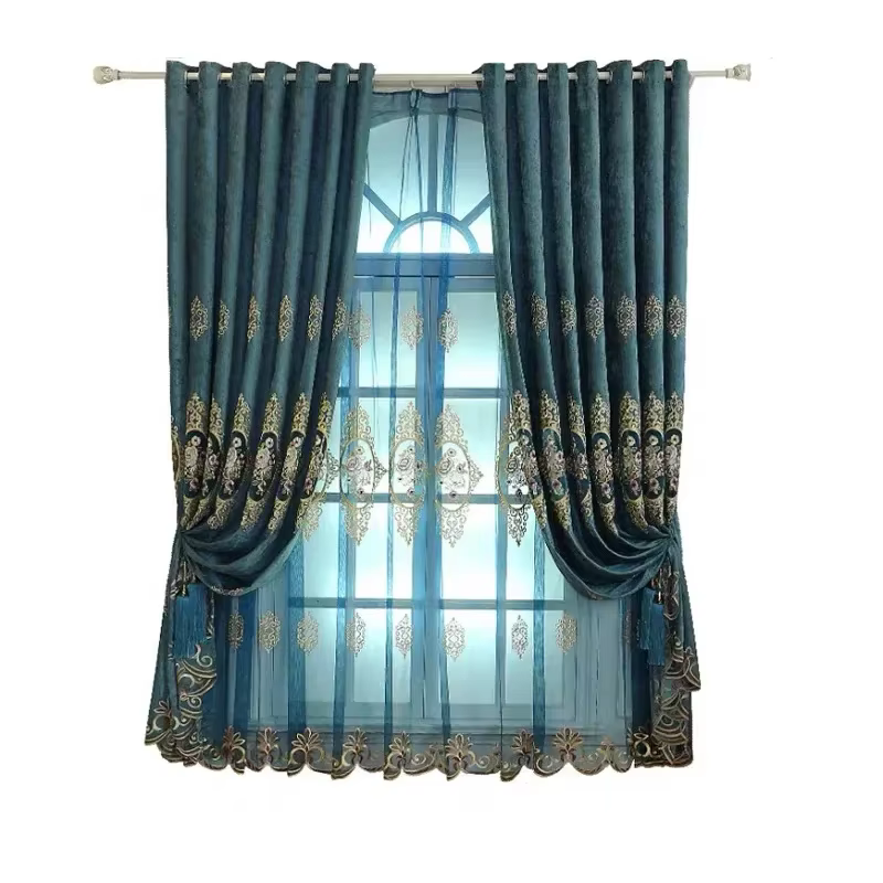 Rideaux de Villa brodés en Chenille européenne de luxe