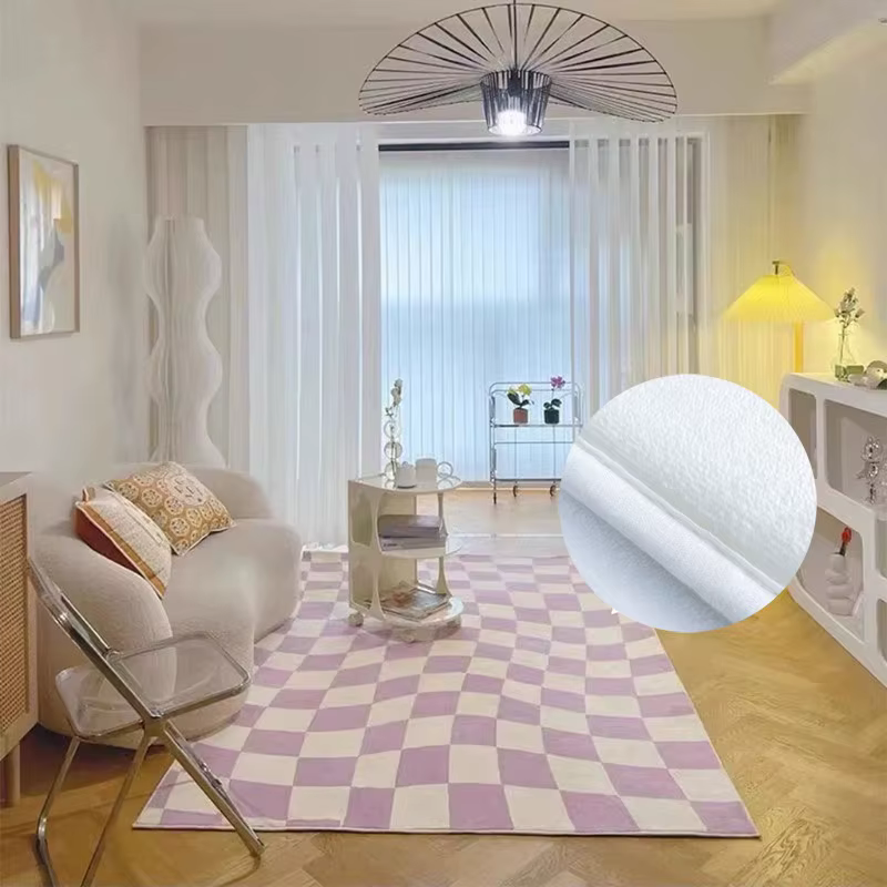 Tapis d'échiquier violet de grande surface pour chambre à coucher