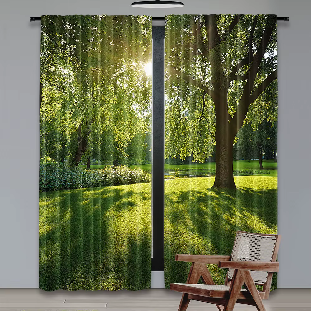 Rideau vert pour chambre à coucher