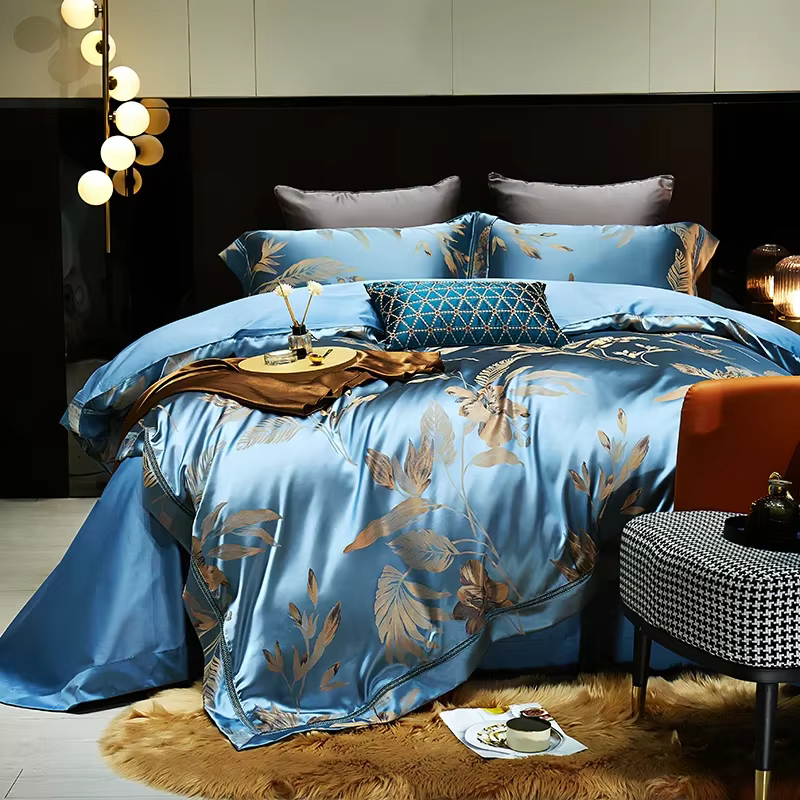 Parure de lit de luxe en Satin et coton Jacquard