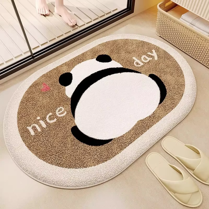 Yan dessin animé panda salle de bain imitation cachemire tapis de sol