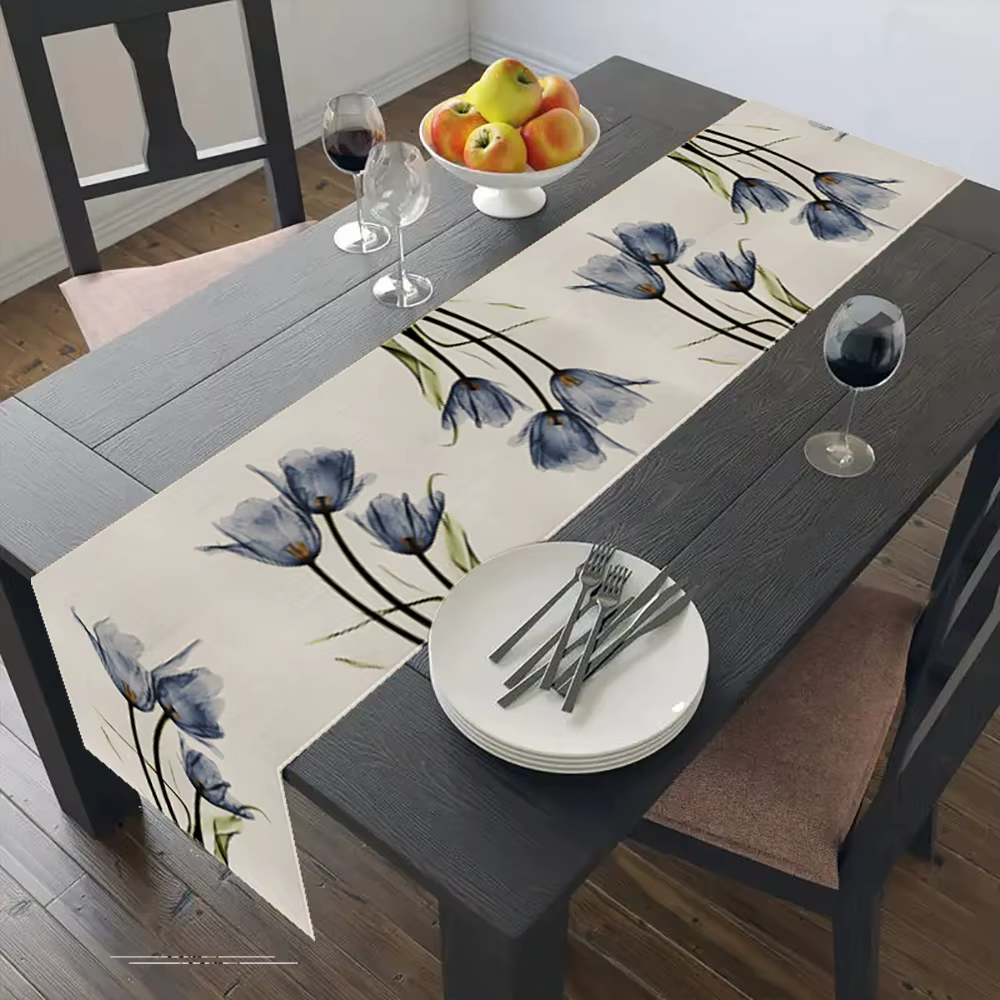 Chemin de table en lin tulipe de style ferme rustique
