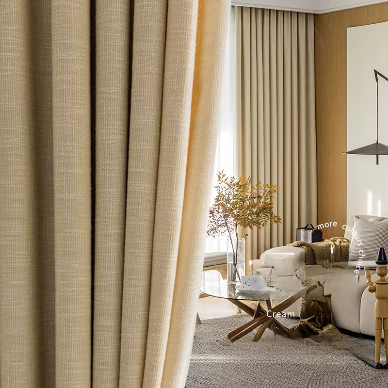 Rideau occultant en lin crème pour chambre à coucher