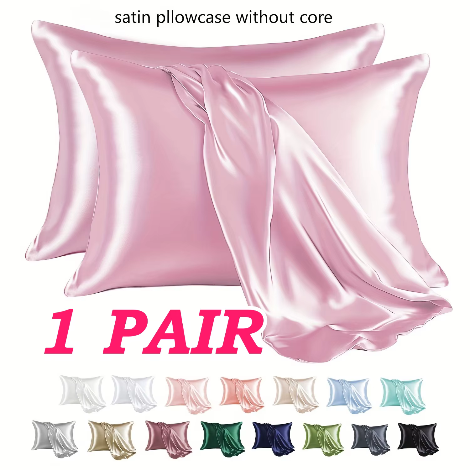 1 paire de taies d'oreiller en Satin