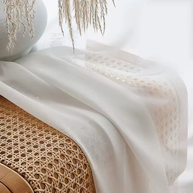 Asazal solide blanc Tulle luxueux en mousseline de soie pure fenêtre rideaux pour salon moderne Voile Organza