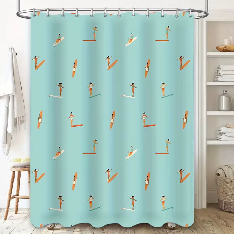 Rideau de douche bleu vague d'océan