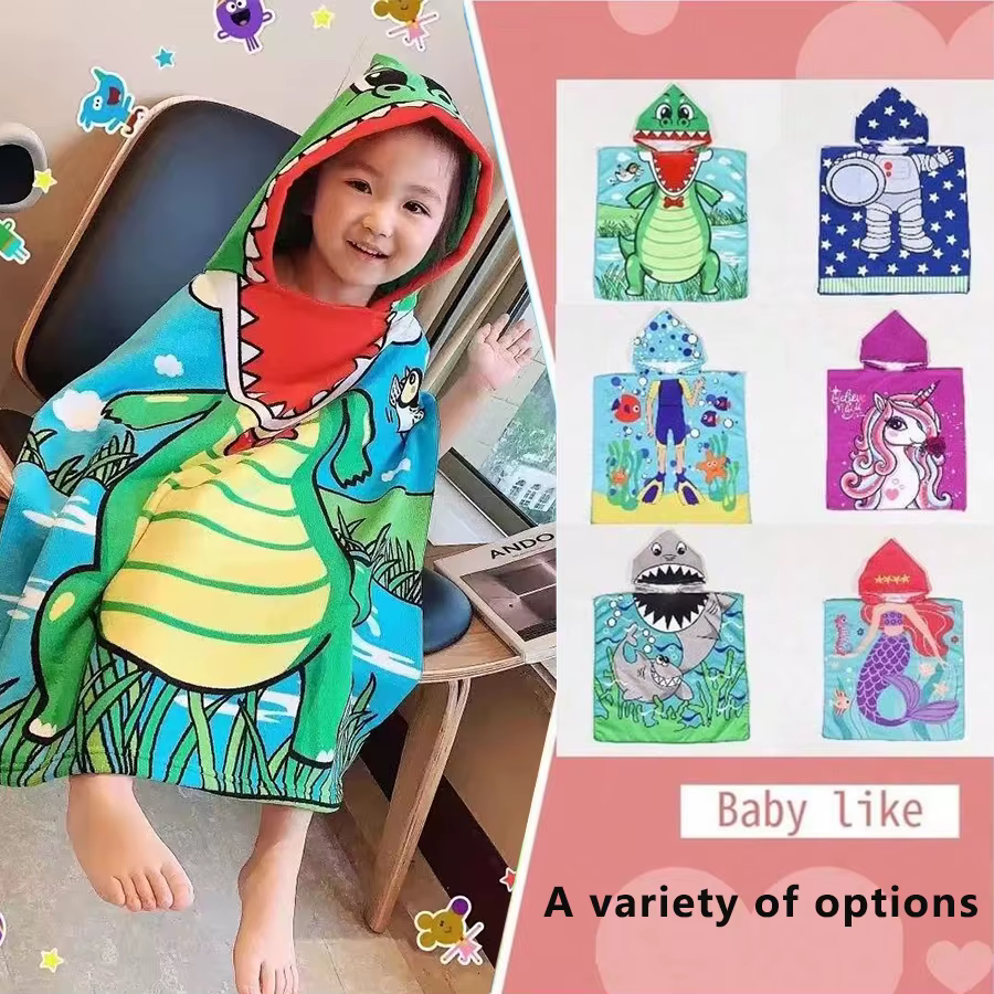 1 pièce de serviette de bain poncho à capuche pour enfants de 2 à 7 ans