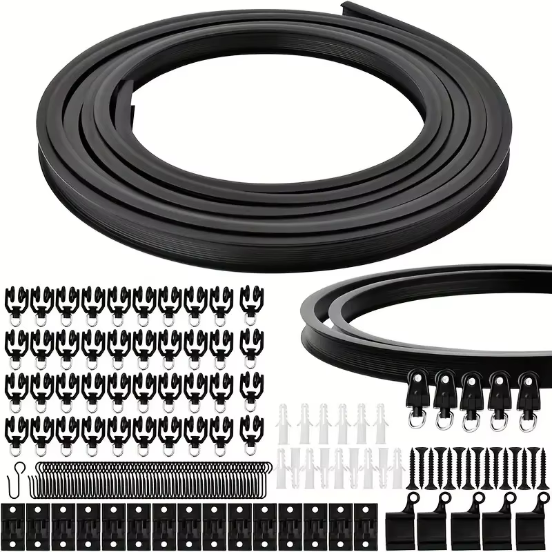 1 ensemble de rails à rideaux flexibles et pliables