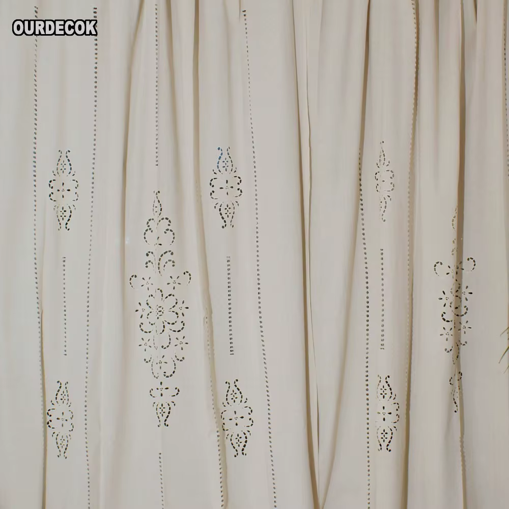 Rideau en dentelle au crochet en coton fait à la main