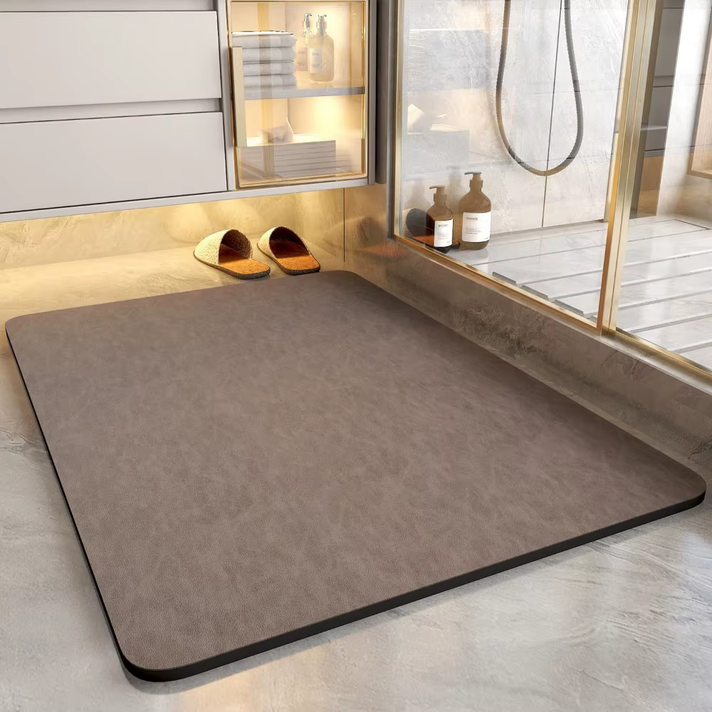 Tapis de salle de bain absorbant en terre de diatomée avec motif pierre