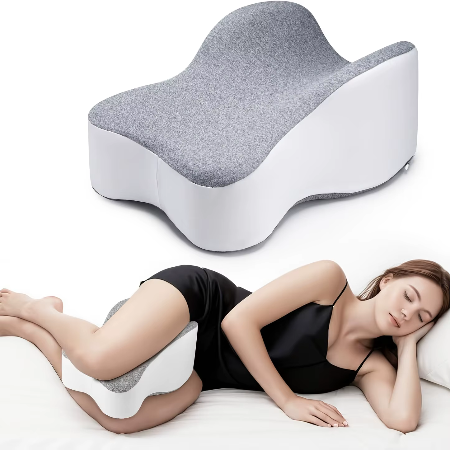 Grand oreiller pour jambes et genoux en mousse à mémoire de forme pour dormir sur le côté