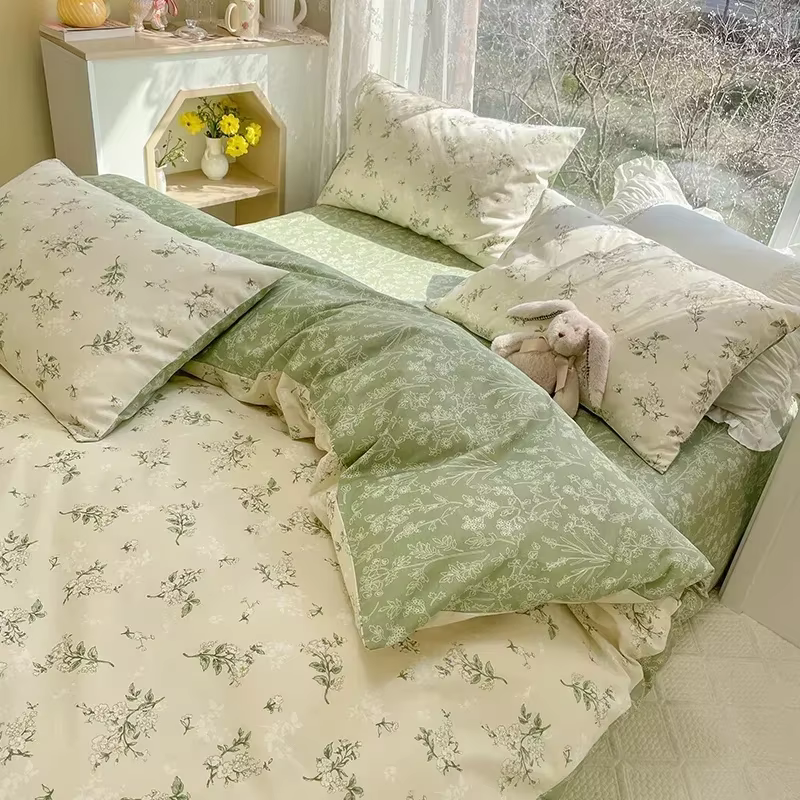 Ensemble de housse de couette 100% coton à fleurs