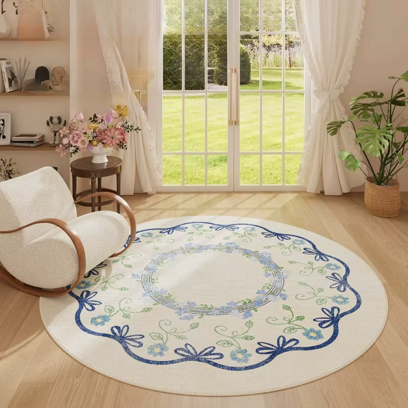 Tapis rond de style français pour la décoration de chambre à coucher