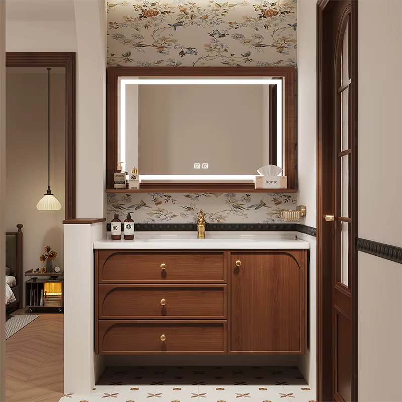 Armoire de salle de bain sur pied en bois