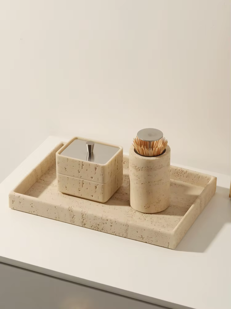 Plateau de salle de bain en travertin naturel
