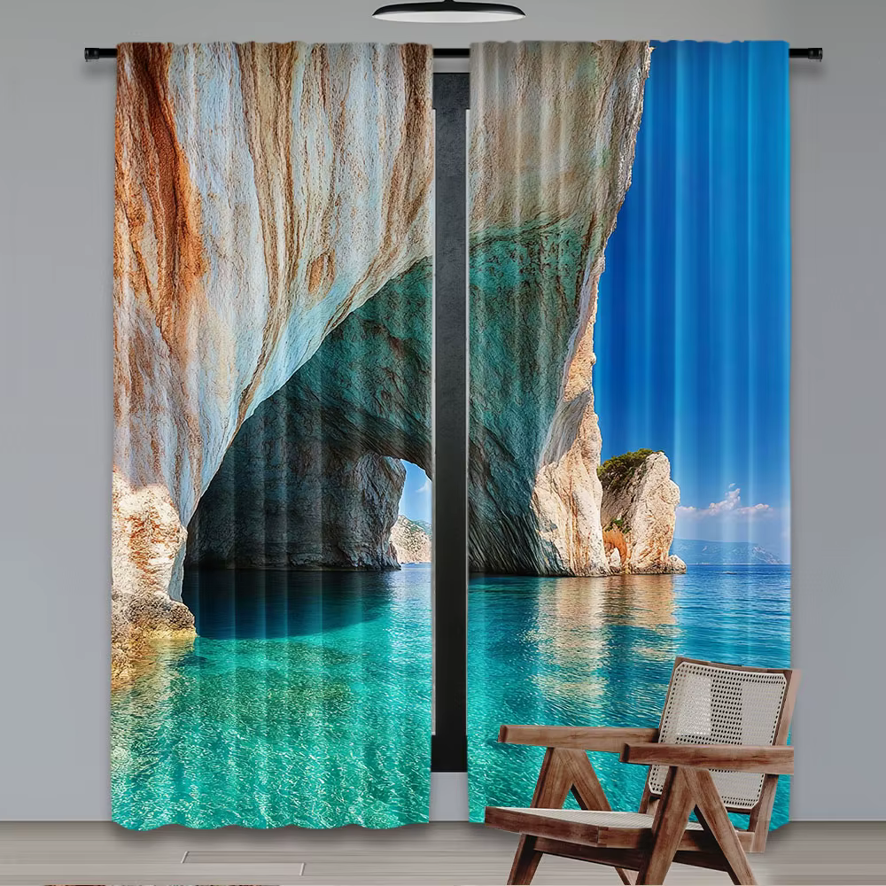 Rideaux de diversification de la mer sur l'île de Zakynthos