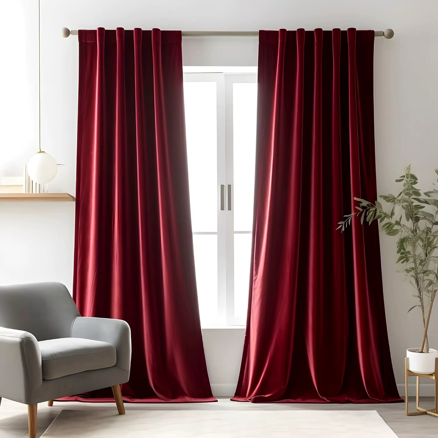 Rideaux en velours rouge bordeaux