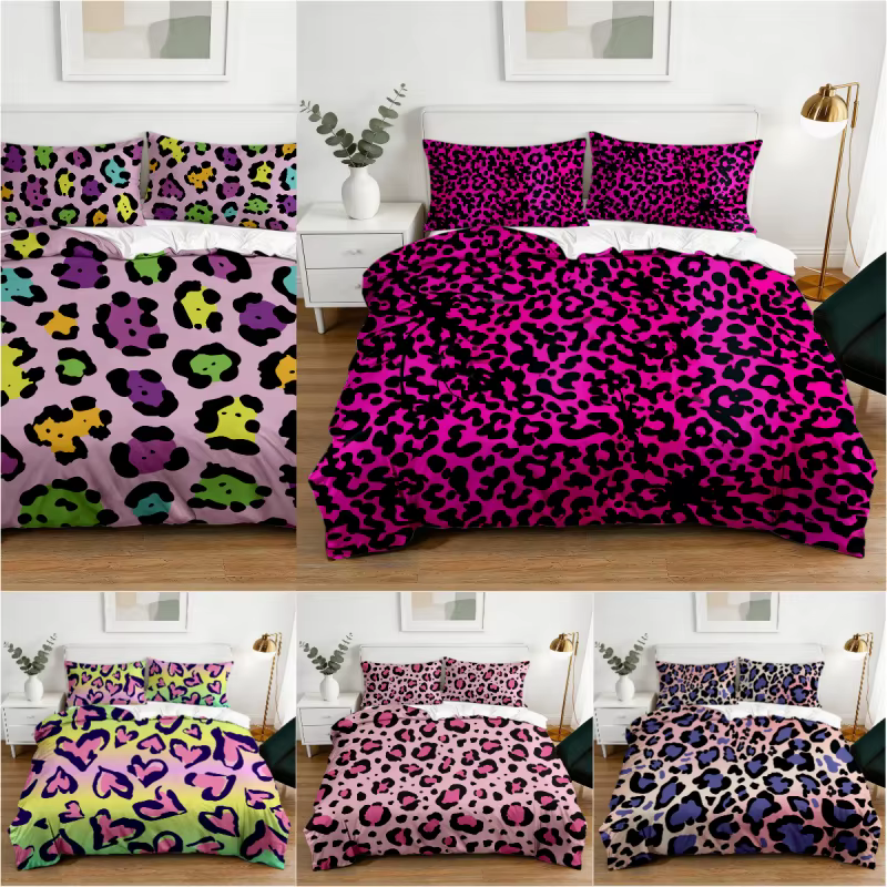 Ensemble de housse de couette à imprimé léopard tendance