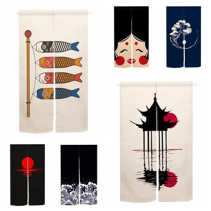 Rideau de porte imprimé de style japonais