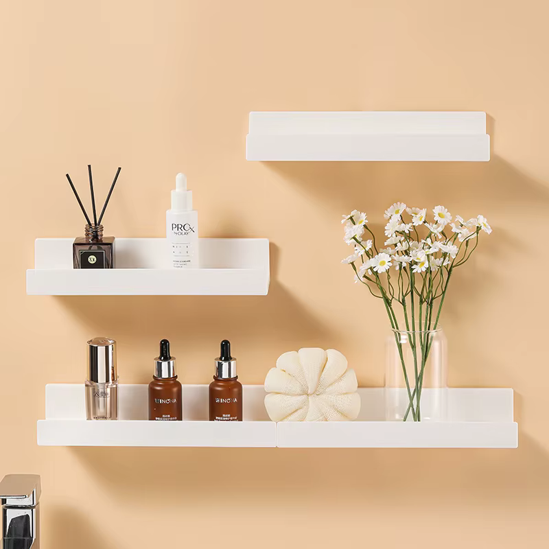 Étagère d'angle de salle de bain blanche sans perçage