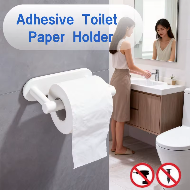 Porte-papier hygiénique adhésif pour salle de bain