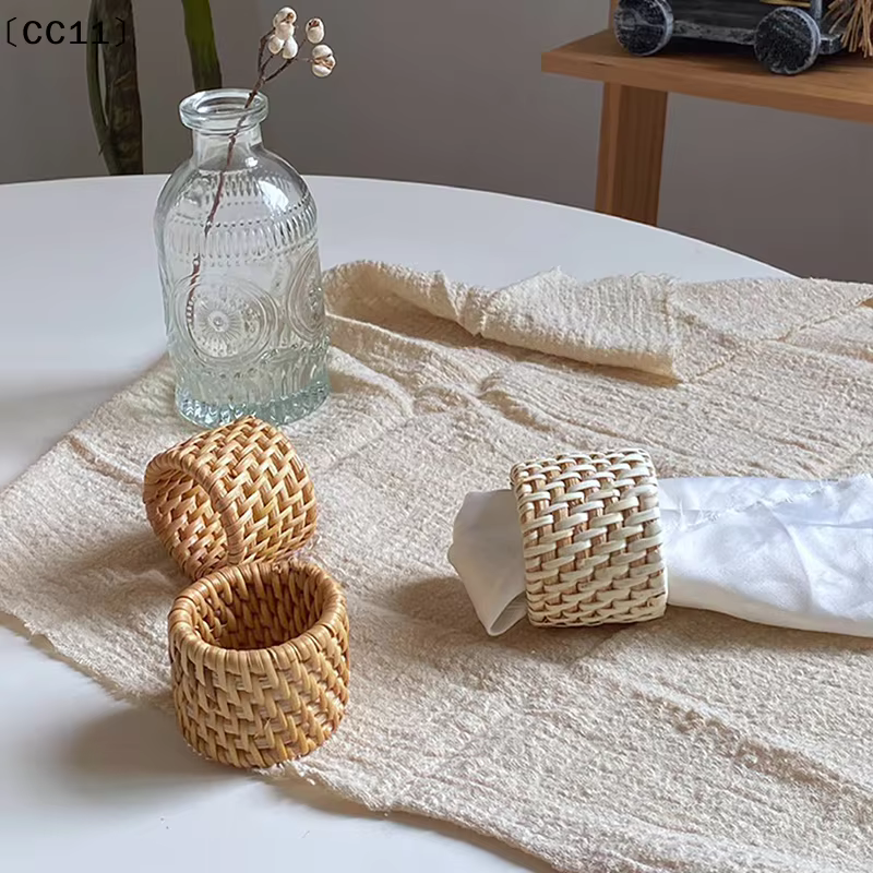 6 types d'anneaux de serviette tissés à la main