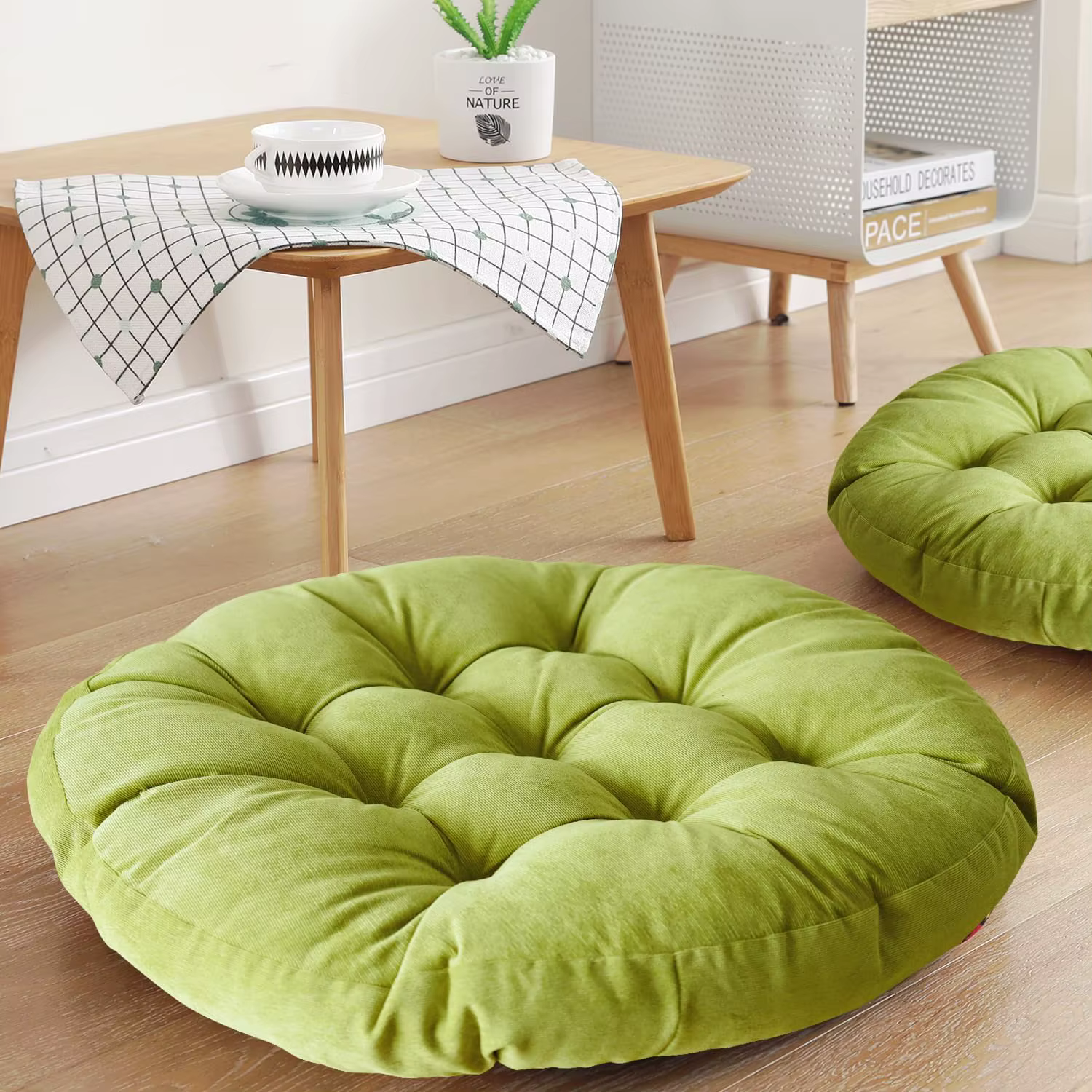 Coussin de sol rond touffeté pour adultes et enfants