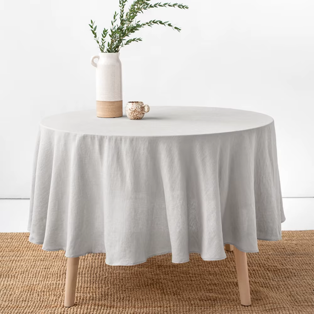 Couverture de Table ronde en lin pur 100% de couleur unie