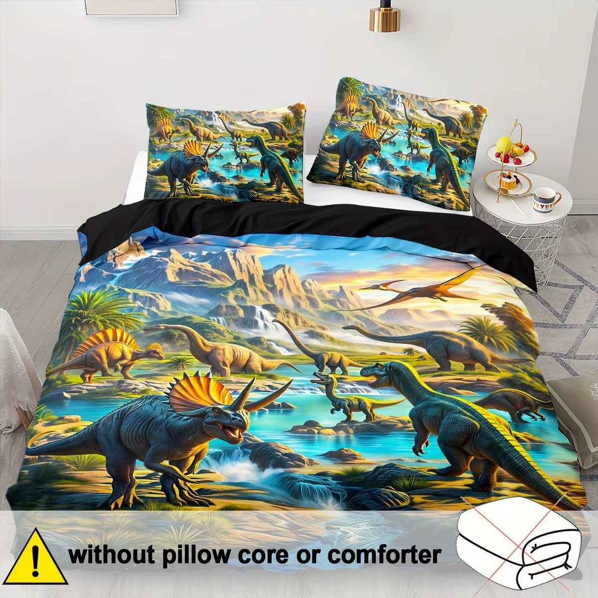 Housse de couette imprimée dinosaures jurassiques