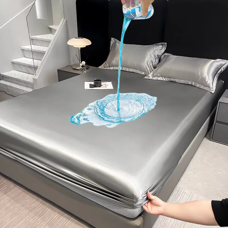 Drap-housse de lit de Couple imperméable en Satin d'été