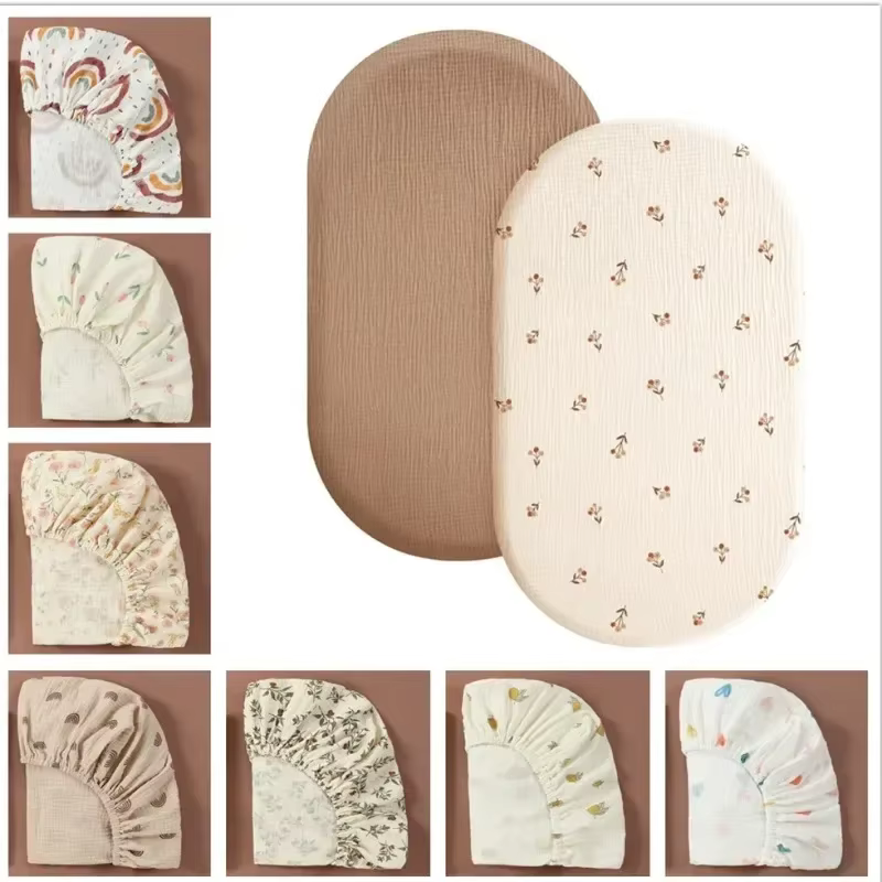 Drap-housse en mousseline de coton doux et respirant pour bébé