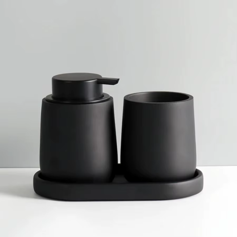 Ensemble d'accessoires de salle de bain en résine : distributeur de lotion