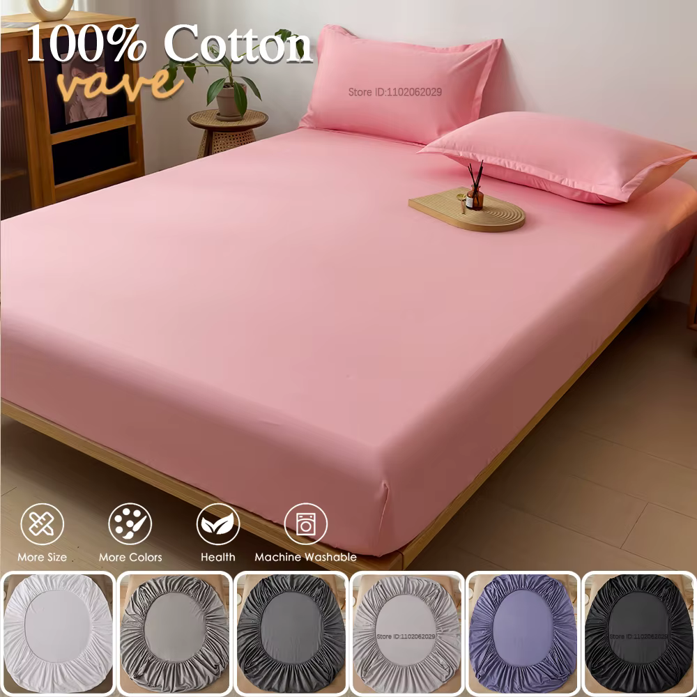 Drap-housse en coton avec bandes élastiques