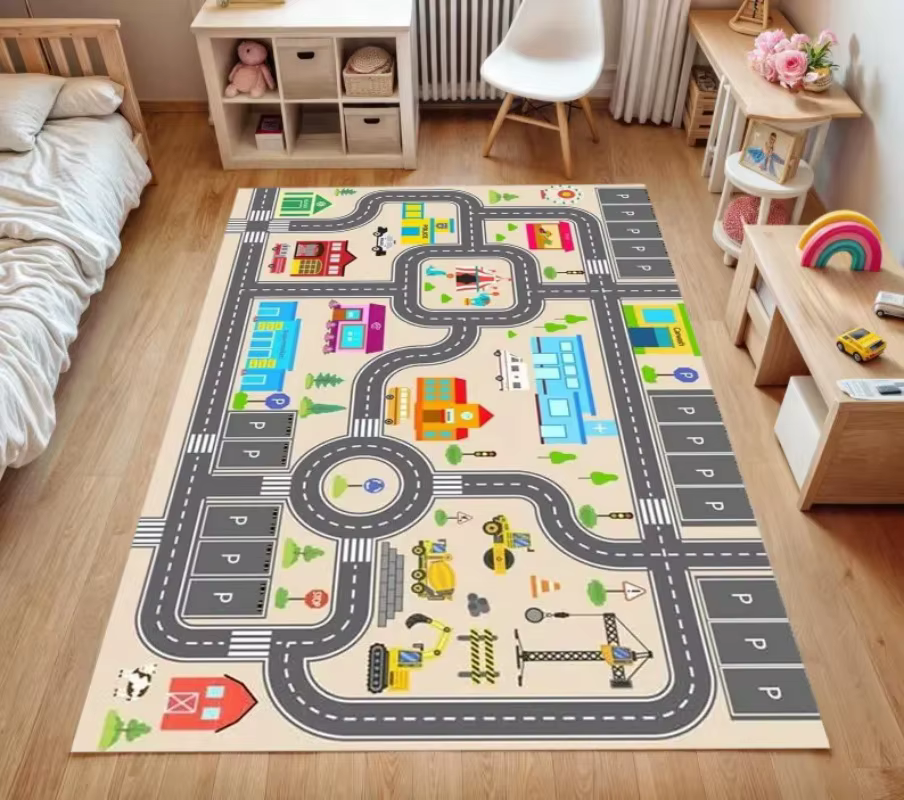 Tapis de jeu pour enfants sur le thème du trafic urbain
