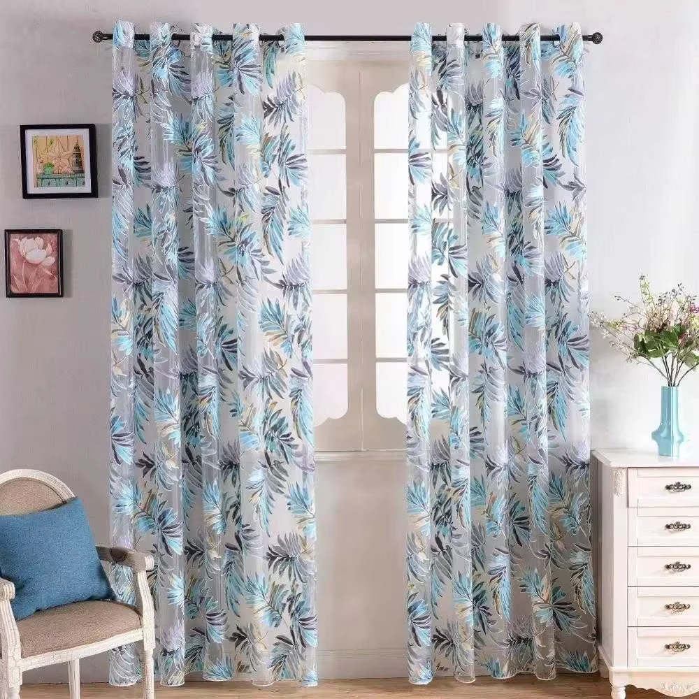 Rideaux en Tulle à feuilles de fleurs tropicales