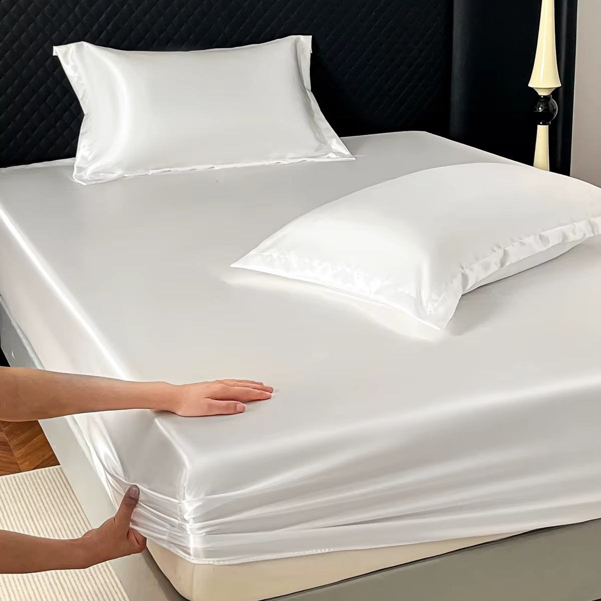 Ensemble de draps-housses en Satin de luxe