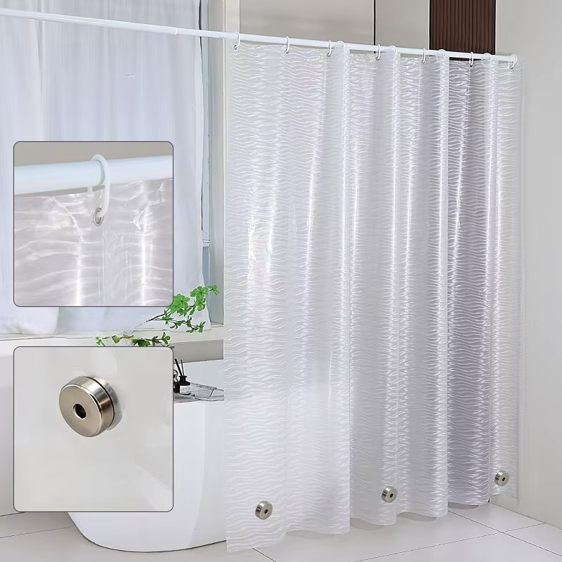 Rideaux de douche transparents à motif géométrique ondulé