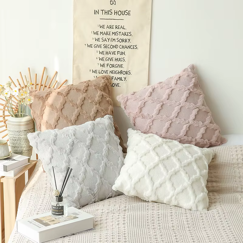 Juste de coussin en peluche 45x45cm