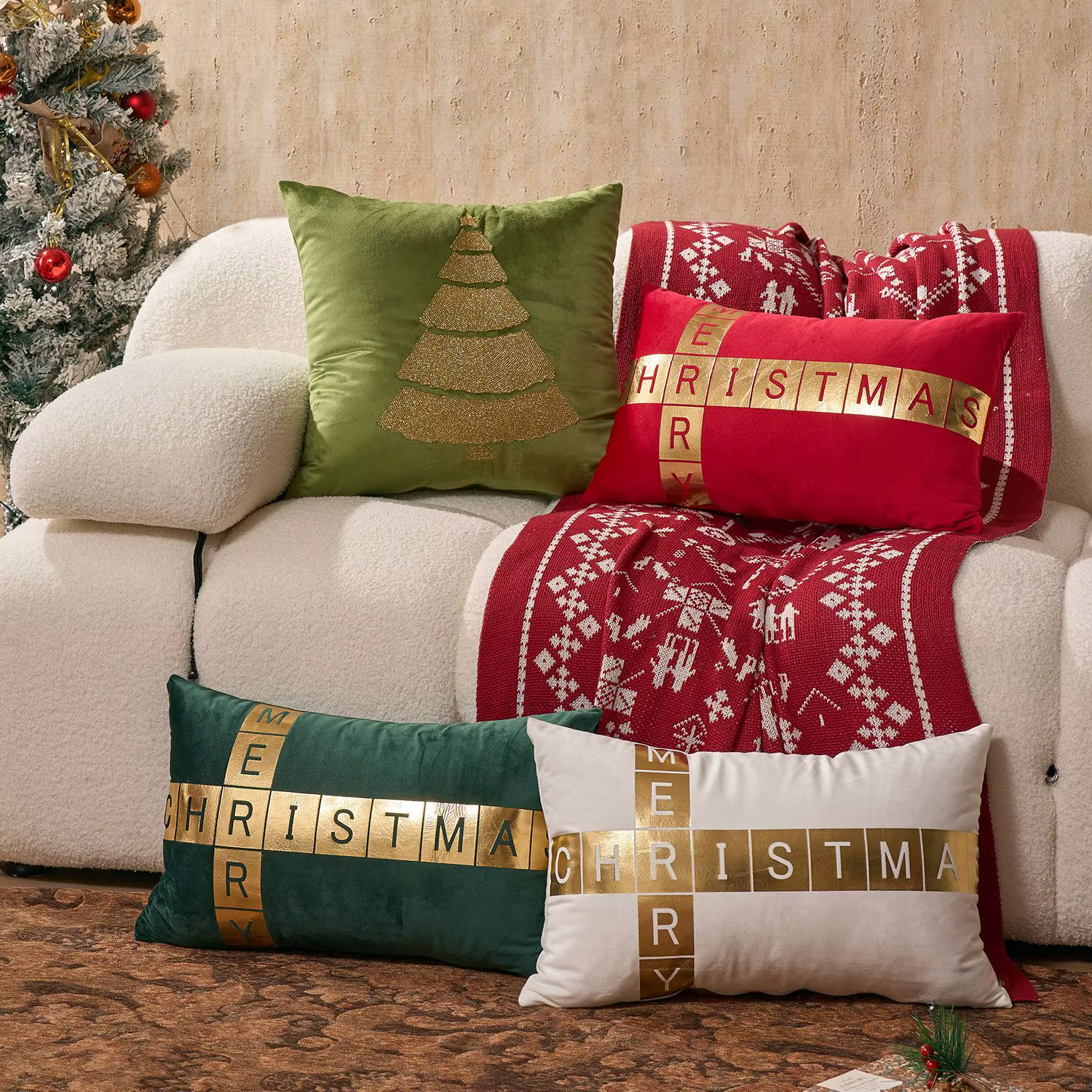 Housse de coussin lombaire de noël