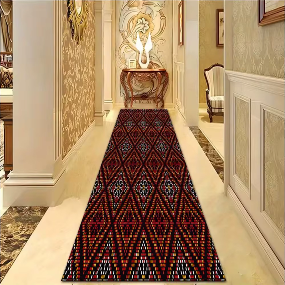 Le tapis sur le thème bohème est antidérapant