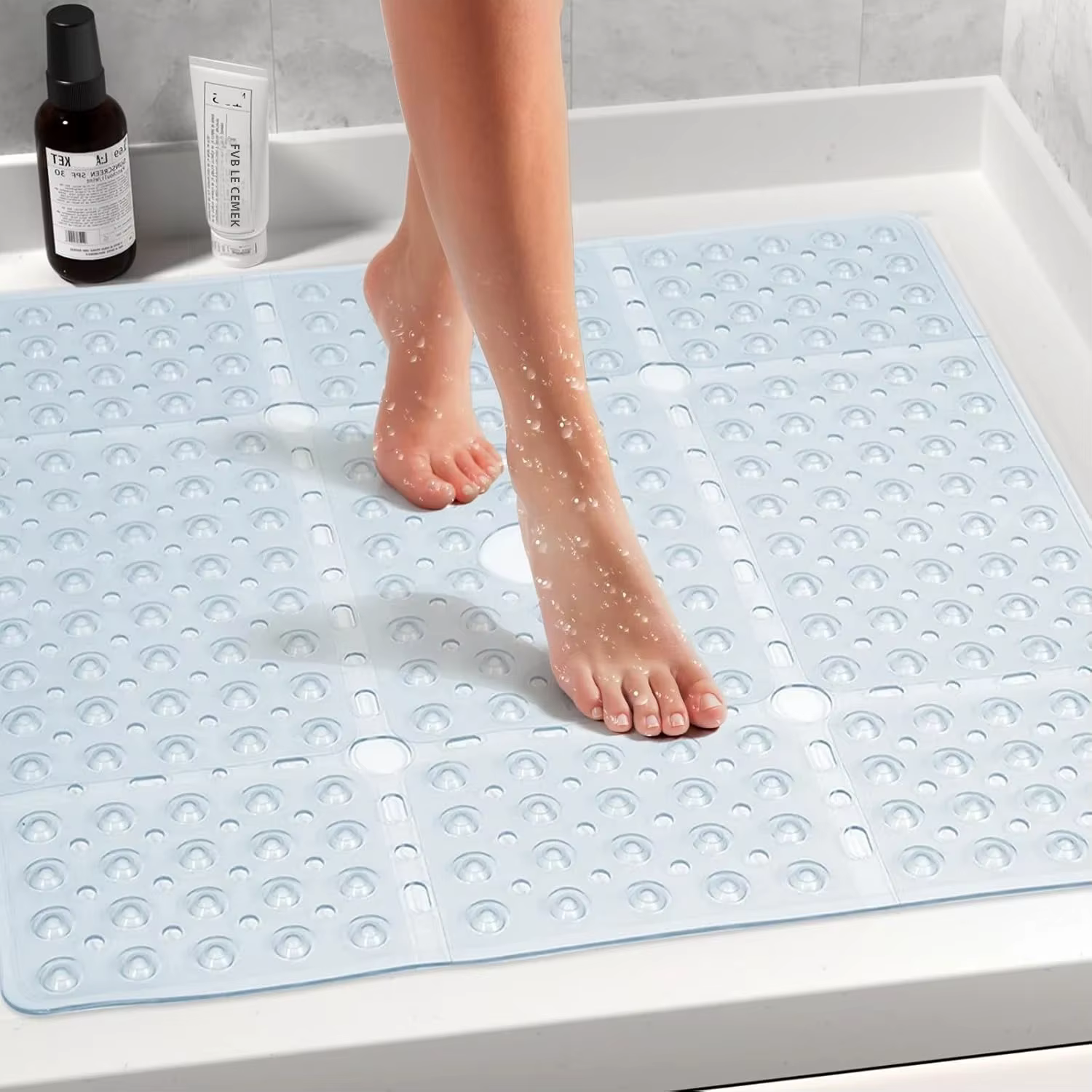 Tapis de douche carré, 69x69cm Extra large pour l'intérieur