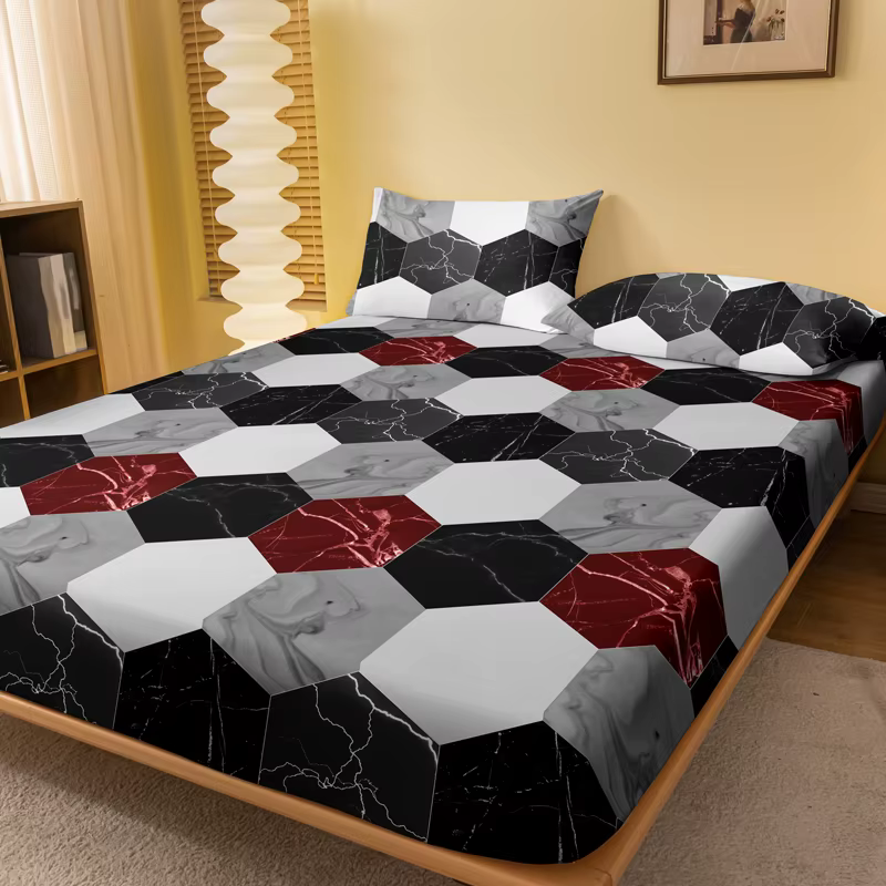 1 drap-housse mat imprimé géométrique moderne Simple