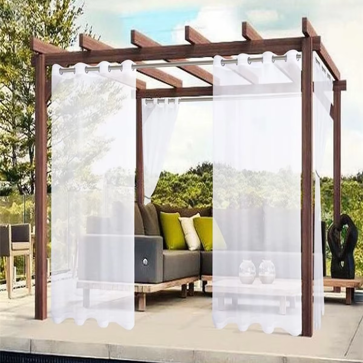 Rideau transparent imperméable extérieur moderne