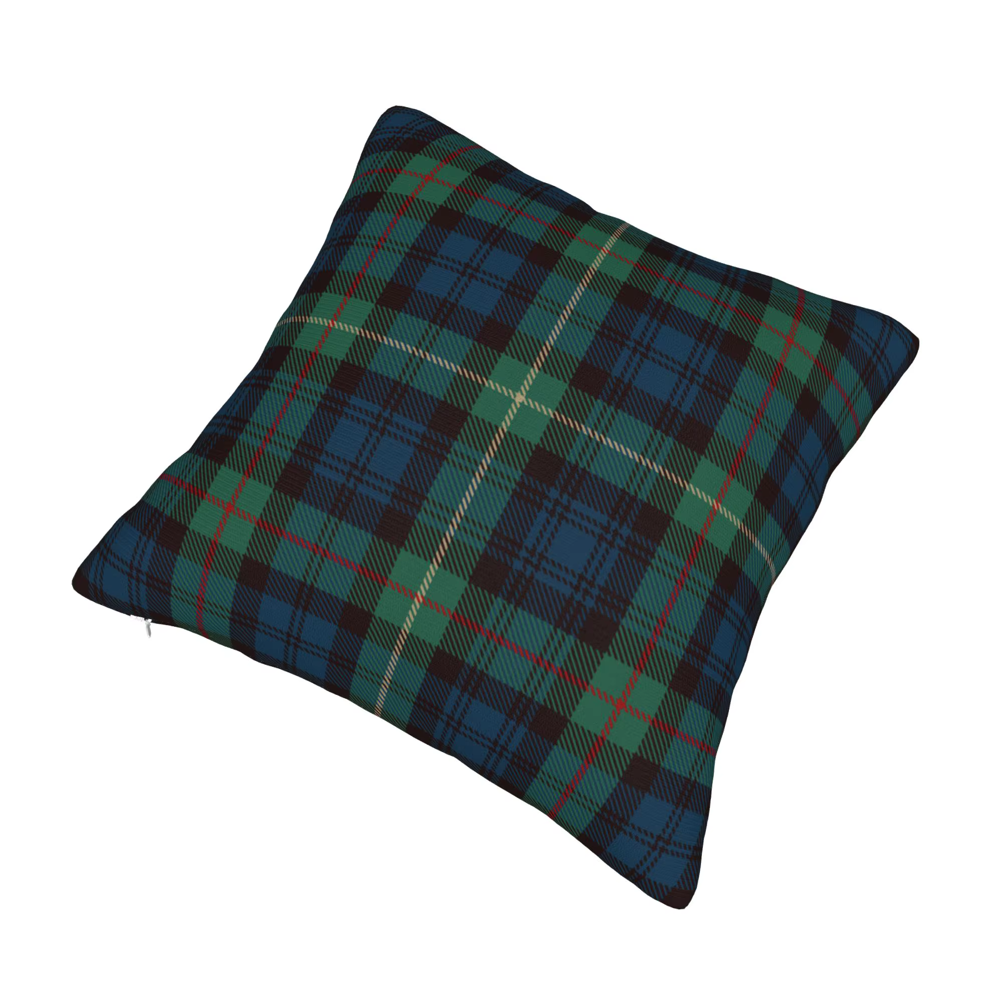 Tartan rustique vert et bleu noir montre Plaid vacances taie d'oreiller impression tissu housse de coussin vérifier