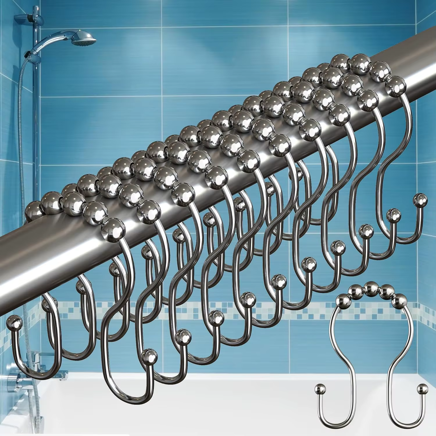 Crochets de rideau de douche pour doublure de rideau de douche