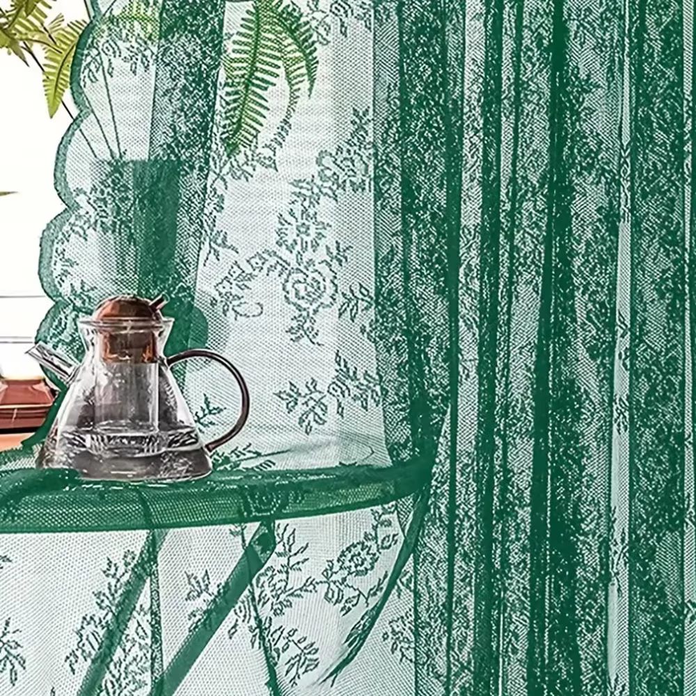 Rideau en dentelle vert