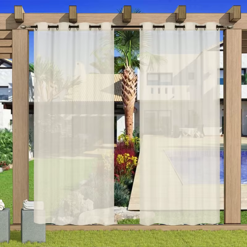 Rideau de gaze transparent imperméable pour extérieur
