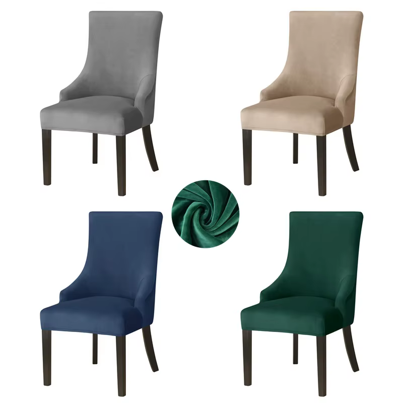 Juste de chaise de salle à manger en velours élastique
