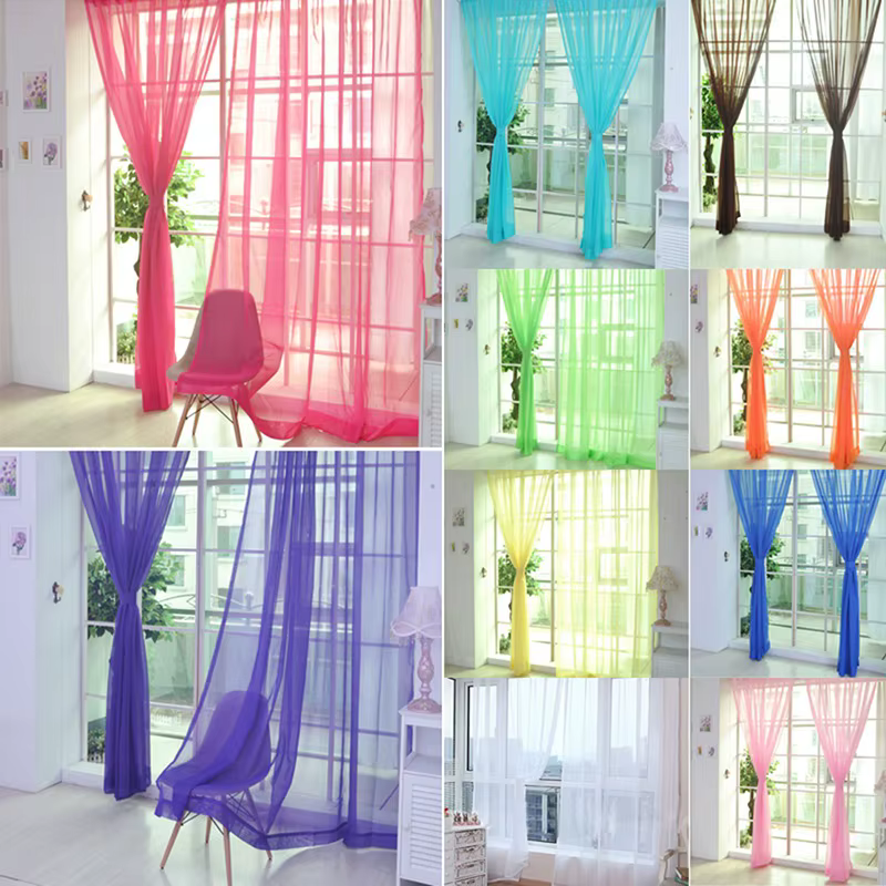 Rideau arc-en-ciel en Tulle de couleur Pure